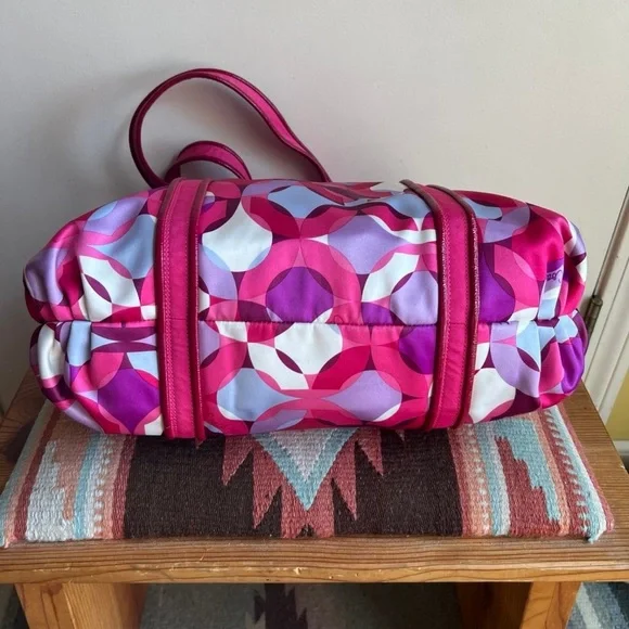 VTG Y2K Coach Poppy Glam Tote Bag RARE Pink Geometric OpArt Kaleidoscope Barbie - Picture 5 of 10